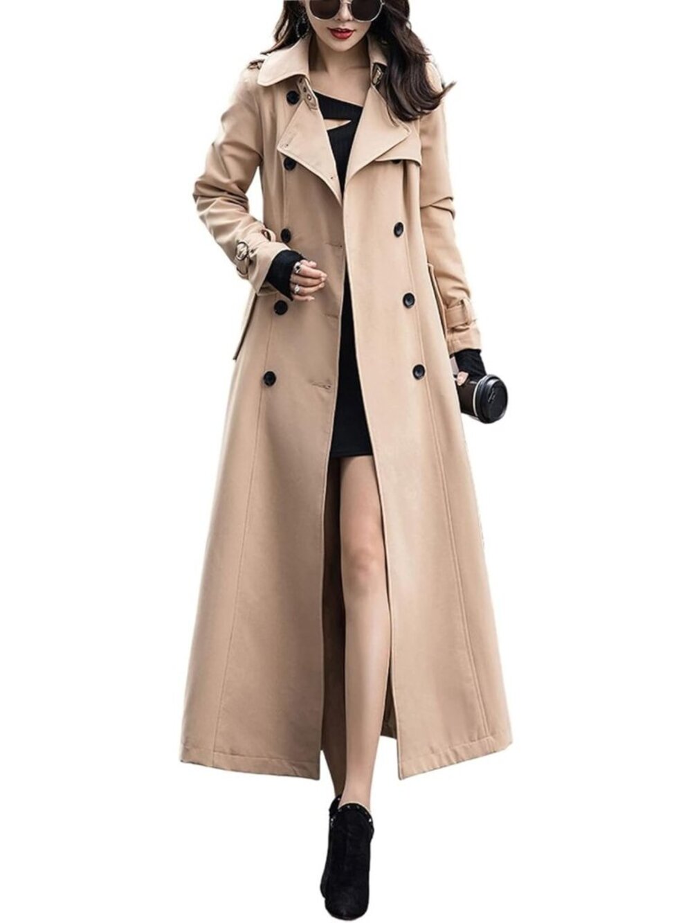 Chic Women's Double Breasted Maxi Long Trench Coat - Stylish Fall Office